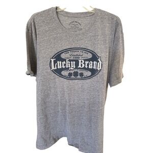 Lucky Brand Good Luck Good Fortune Irish Clover Tee T-shirt grey cotton  XXL